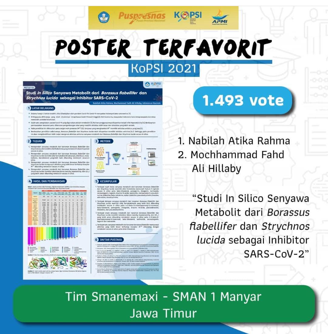 SISWA SMAN 1 MANYAR RAIH JUARA POSTER TERFAVORIT KOPSI TK. NASIONAL