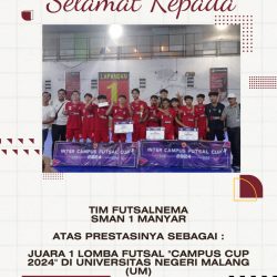 TIM FUTSAL SMAN 1 MANYAR RAIH JUARA I  FUTSAL CAMPUS, BEST SCOORER, BEST PLAYER DAN BEST KEEPER